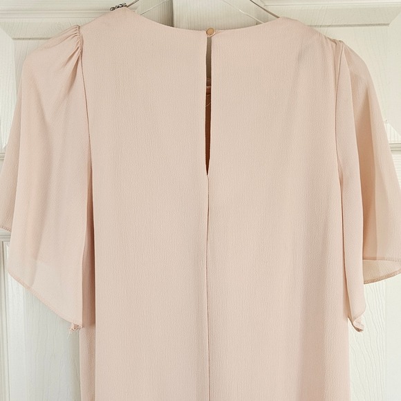 Dorothy Perkins Blush Pink Embellished Shift Dress | Flutter Sleeve |‎ US 8 - Picture 7 of 8